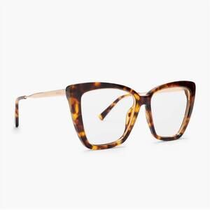 NEW DIFF women's eyewear becky iv blue light technology glasses in amber tortois